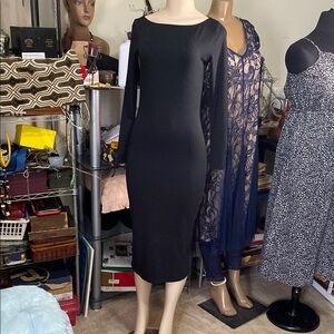 Elegant Black Long Sleeve mid length Dress